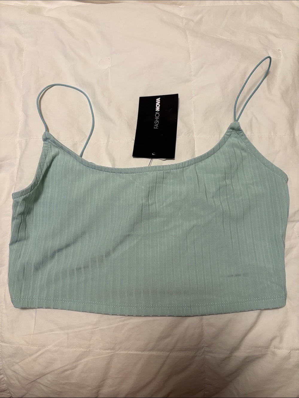 Fashion Nova Light Mint Ribbed Spaghetti Strap Camisole